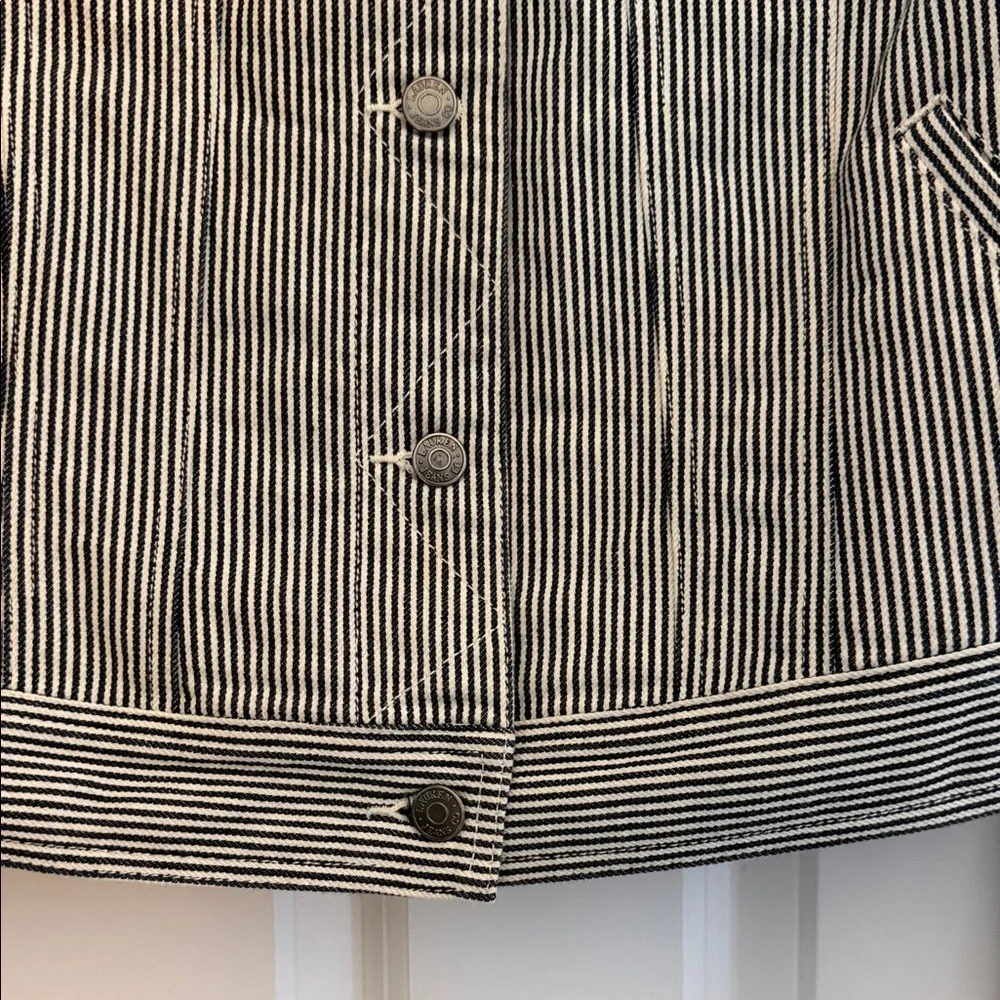 Ralph Lauren Black and White Striped Cotton Jean Jacket - Picture 5 of 7